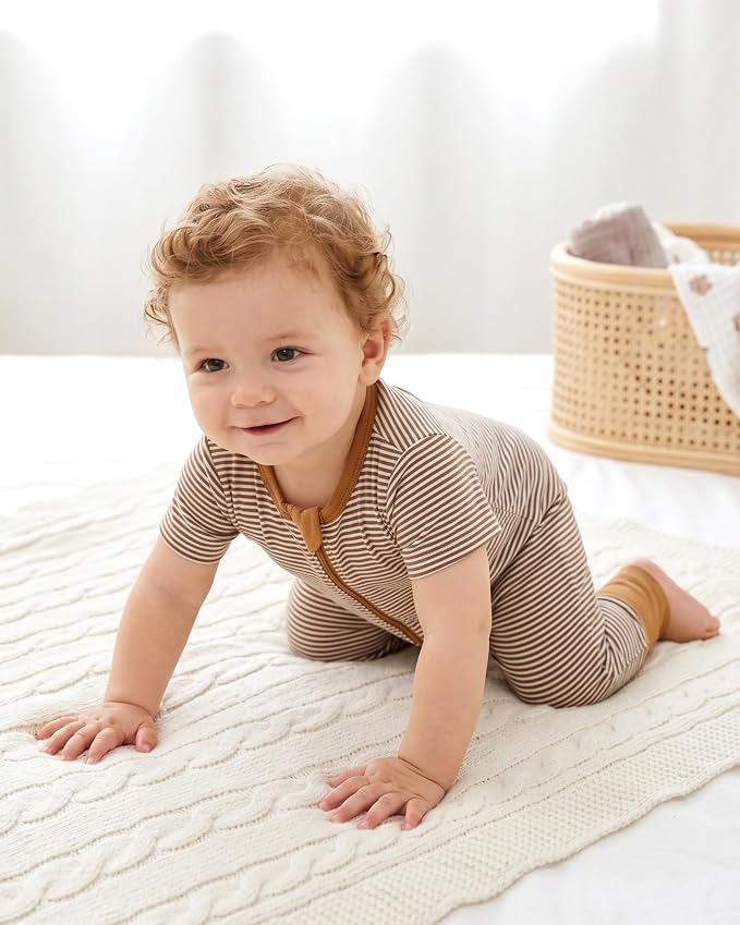 Baby Boy Girl Infant Rompers Short Sleeve Cotton Zipper Footless Summer - Image 7