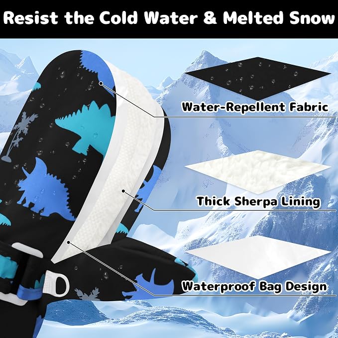Olreco Baby Toddler Mittens Waterproof Infant Baby Winter Mittens Toddler Snow - Image 4