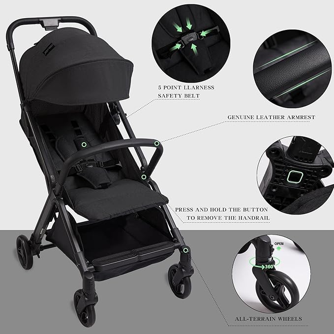 COOL KIDS Baby Stroller， Umbrella Stroller with Automatic Fold,Baby Strollers with Pop Out Sun Canopy,Baby Airplane Travel Essentials(Black)