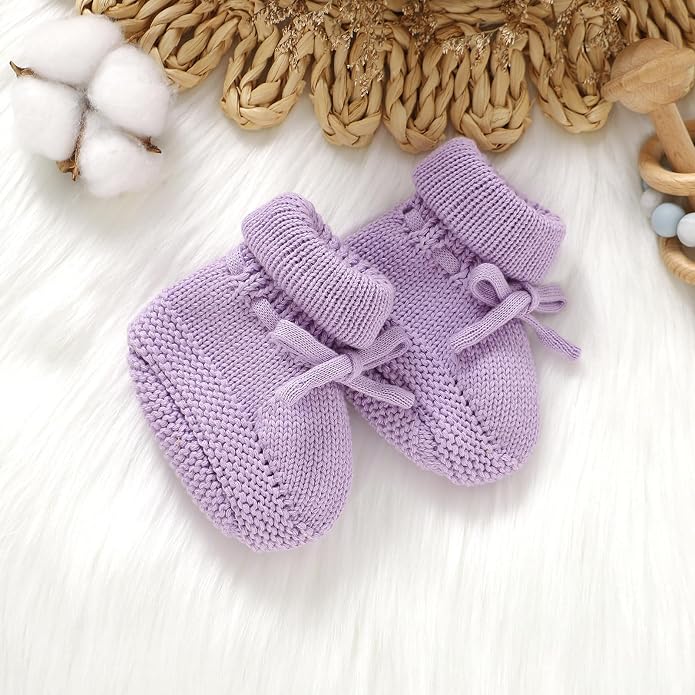 Hadetoto Newborn Baby Booties Cotton Knit Shoes | Soft, First Walkers, - Image 5