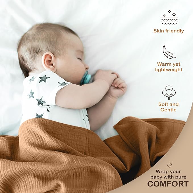 100% Organic Cotton 2 PK Baby Receiving Blankets Unisex 47x47 in | Oeko-TEX - Image 6