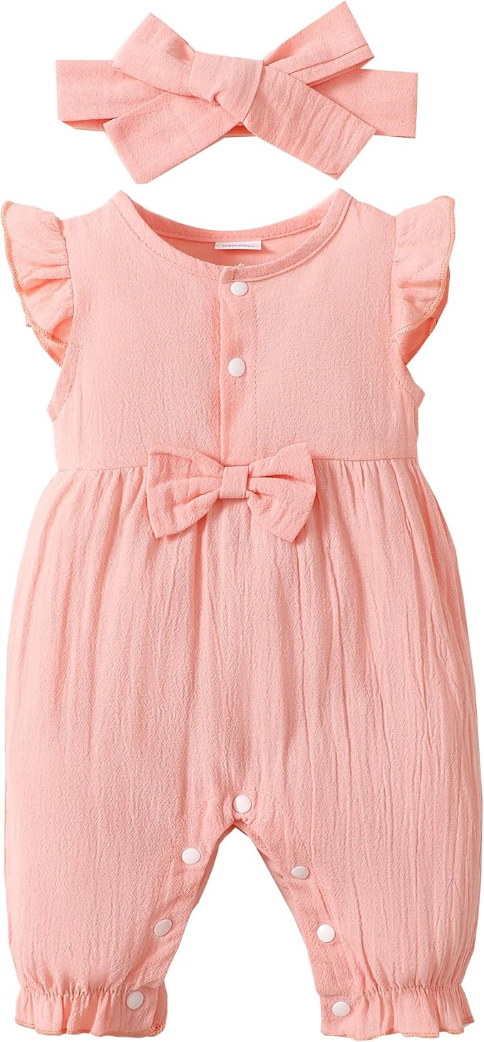 Renotemy Newborn Baby Girl Clothes Romper Summer Outfits Preemie-18Months | by Renotemy