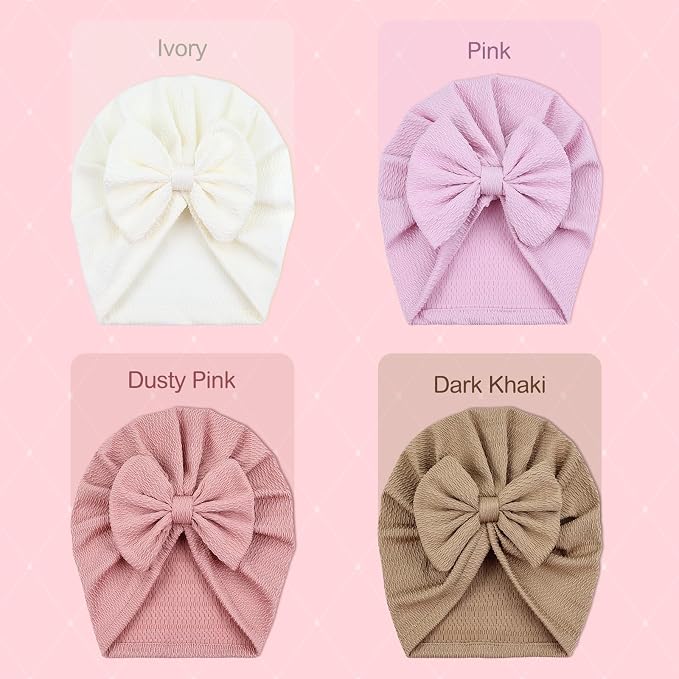 Cinaci 4 Pieces Baby Girls Turban Hats - Image 4