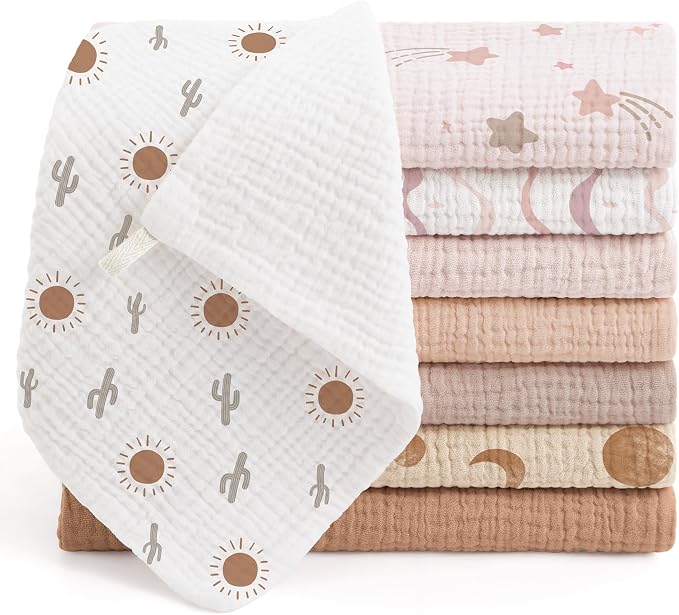 Bearmoss Muslin Burp Cloths 100% Cotton Cloths Baby Burp Cloths Muslin by Bearmoss