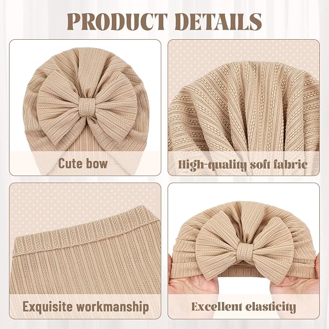 Cinaci 4 Pieces Baby Girls Turban Hats - Image 3