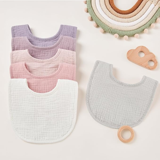 Susurration Muslin Baby Drool Bibs 6Pack Soft Square Adjustable Baby Bandana - Image 7