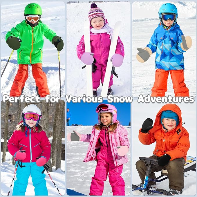 Olreco Baby Toddler Mittens Waterproof Infant Baby Winter Mittens Toddler Snow - Image 4