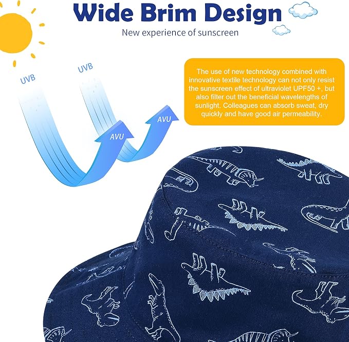 Durio UPF 50+ Baby Sun Hat Wide Brim Toddler Bucket Hats - Image 7