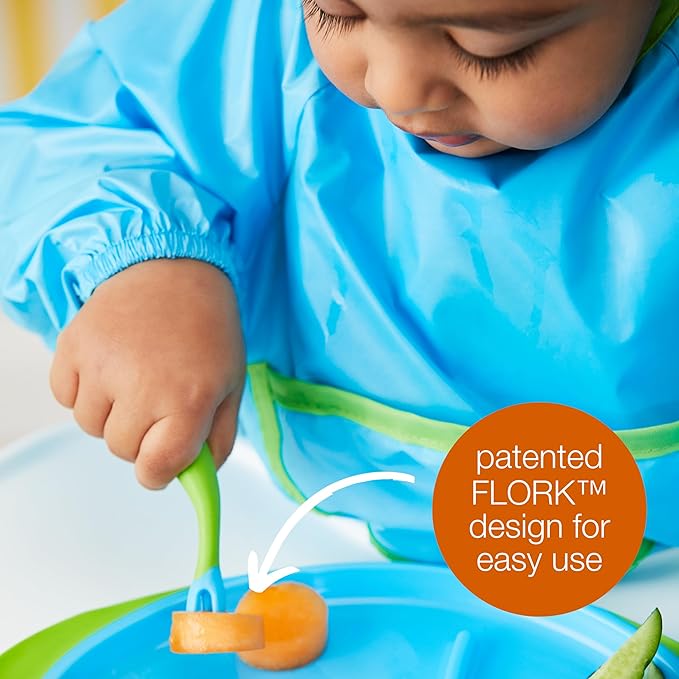 b.box Toddler Cutlery Set: Patented FLORK™ Designed Fork, Spoon & Travel Case, Easy Grip Handles, Dishwasher Safe, BPA Free (Passion Splash)