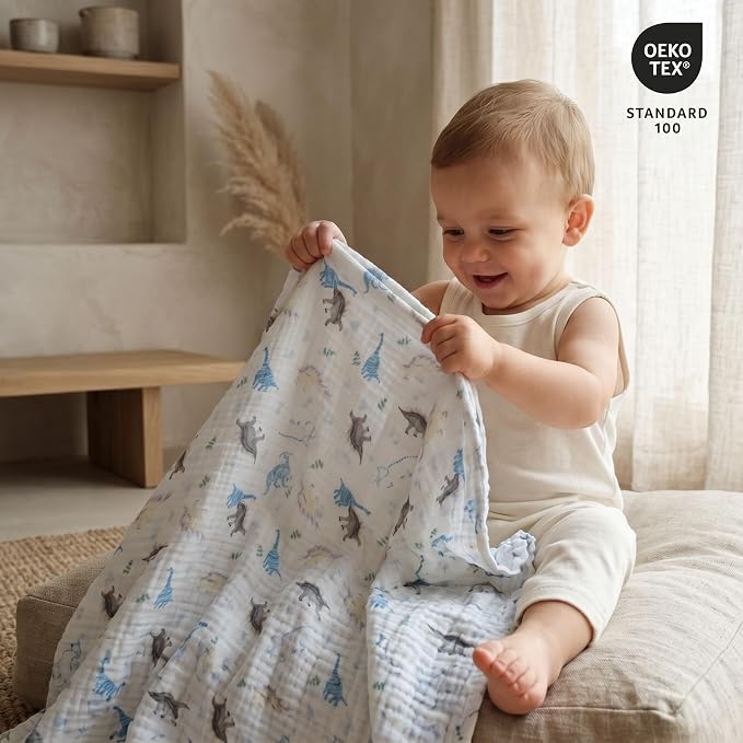 Muslin Receiving Blankets 5 Pack, Soft Swaddle Wraps - Image 2