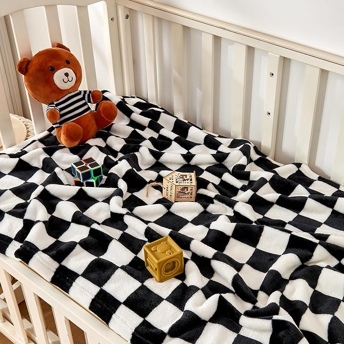 Yurhap Checkered Baby Blanket Fleece Baby Blankets - Image 2
