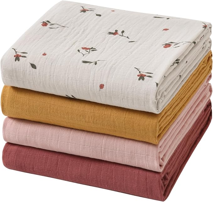 POMISO Muslin Swaddle Blankets for Boys & Girls, Newborn Receiving Blankets by POMISO