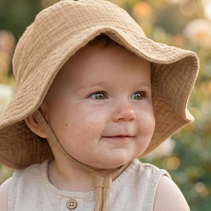Konssy 2-Pack Muslin Baby Girl Sun Hats - Image 3