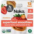 Noka Superfood Fruit & Nut Butter Smoothie Pouches, Healthy Snacks (Strawberry Peanut Butter) 12 Pack, Vegan, Plant Protein, Gluten-Free, Organic, Meal Replacement Squeeze Packs, 4.22oz Ea