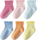 ANYANIME Toddler Socks Ruffle for Girls Baby Grip Socks Non Slip Cute Frill by ANYANIME