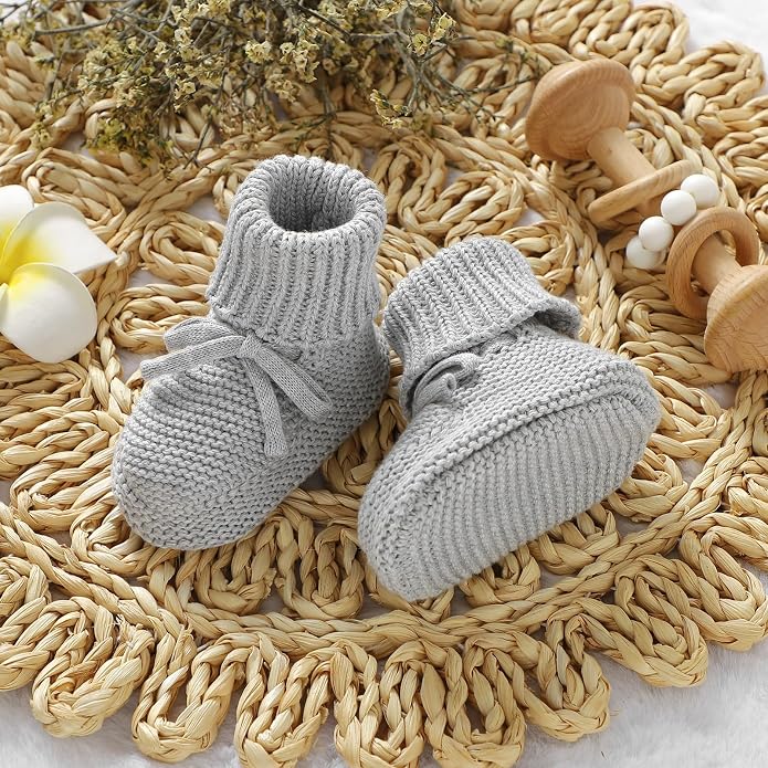 Hadetoto Baby Booties Cotton Newborn Boys Girls Shoes Knit Socks | Cozy Warm - Image 3