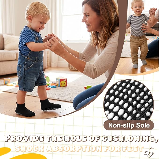 GRPSKCOS Non Slip Toddler Socks 15 Pairs Toddler Grip Anti Skid Low Cut Socks - Image 3