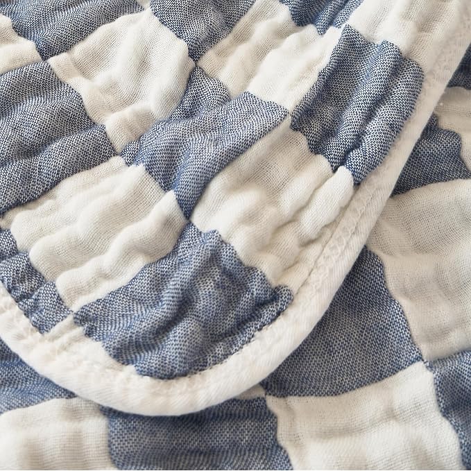 Ultra Soft Checkered Muslin Baby Blanket 2 Pack Cotton Swaddle Blanket 43" | 6 - Image 6