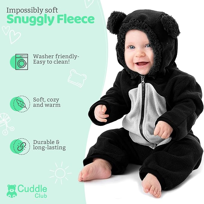 Cuddle Club Fleece Baby Bunting Bodysuit Hoodie, Newborn - Image 2