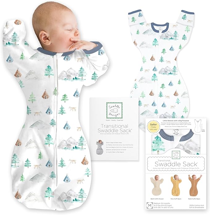 SwaddleDesigns Transitional Swaddle Sack, Arms Up Half-Length Sleeve & Mitten by SwaddleDesigns