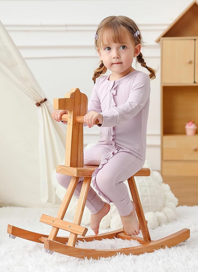 JunNeng Baby Girl Viscose from Bamboo Sleeper with Mitten Cuffs, 2 Way Zipper Romper, Sleep N' Play Pajamas 0-18 Months