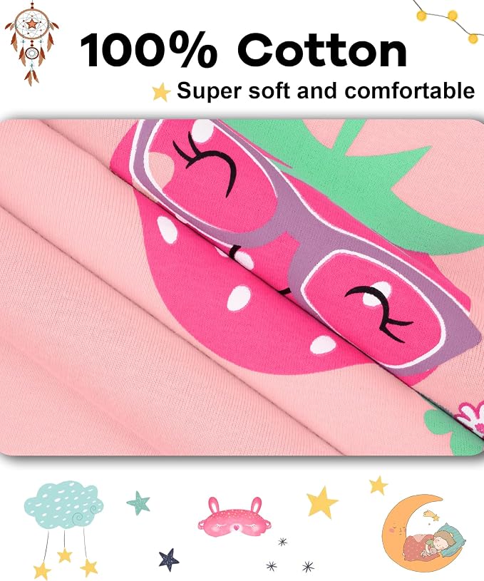 DAUGHTER QUEEN Girls Summer Pajamas Set 4 Pieces 100% Cotton Sleepwear Size 18 - Image 5