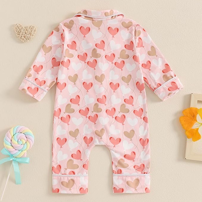Balaflyie Baby Girl Button Down Pajamas Romper One-Piece Jumpsuit Long Sleeve Sleeper Infant Sleepwear