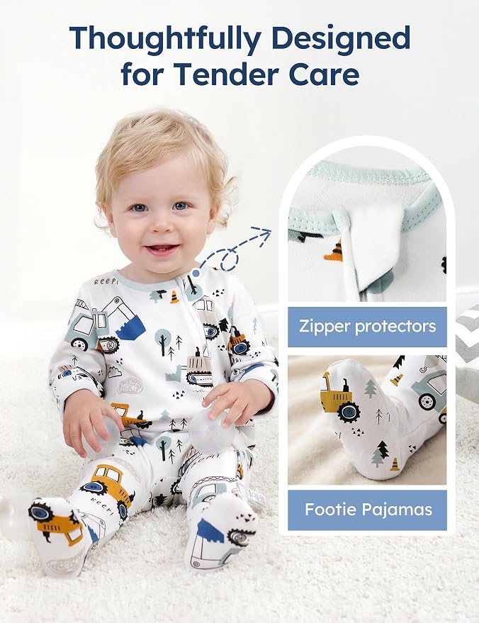 Unnivoll Baby Sleepers 100% Cotton Baby Pajamas Baby Boys Girls Clothes | - Image 4