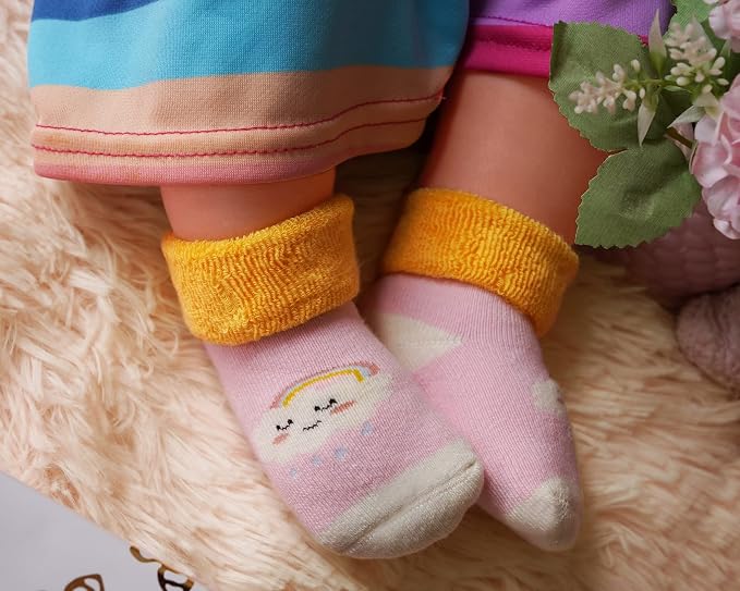 RATIVE Newborn Baby Socks 0-6, 6-12 Months Terry Turn Cuff Socks - Image 7