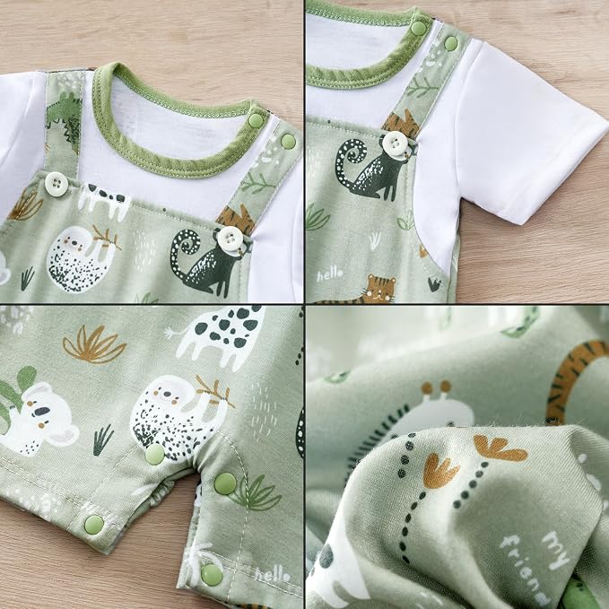 2-Pack Baby Boys Girls Romper Newborn Cartoon Print Short Sleeve Onesie Summer - Image 5