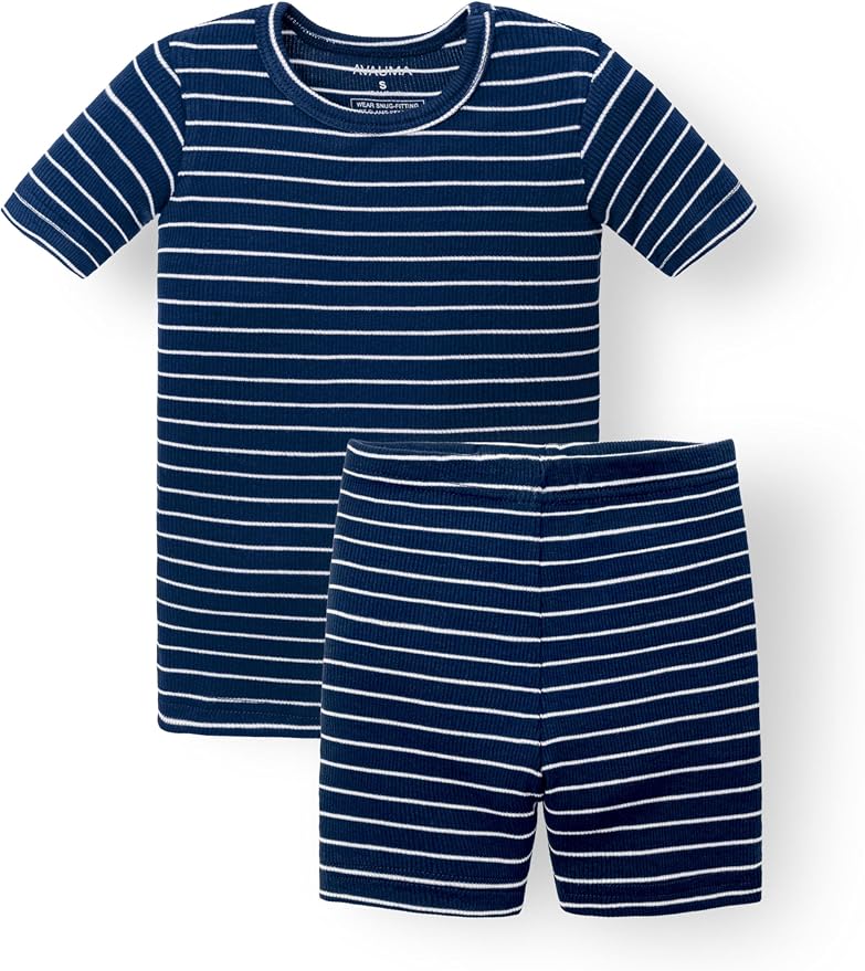 AVAUMA Stripe Pattern Baby Boys Girls Pajama Set Kids Toddler Snug fit Ribbed by AVAUMA