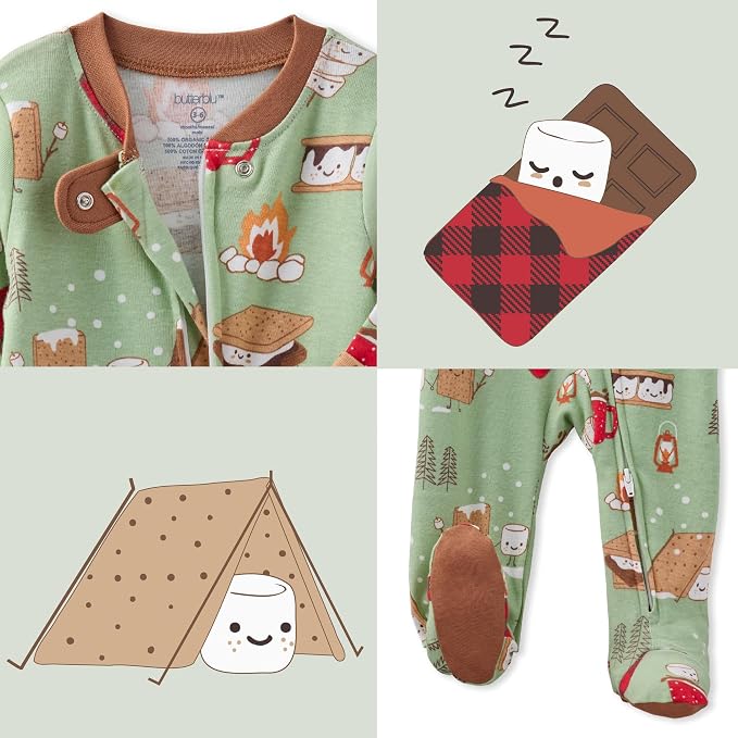 Butterblu Scout Sleep & Play 100% Organic Cotton Footed Zip Front PJs | GOTS - Image 8