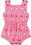 Simplee kids Baby Girl Romper, Sleeveless Pompoms Square Neck | Soft Breathable by Simpleekids