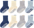 8 Pairs Baby Toddler Socks Non-Slip Grip Socks by QHANSHIEE
