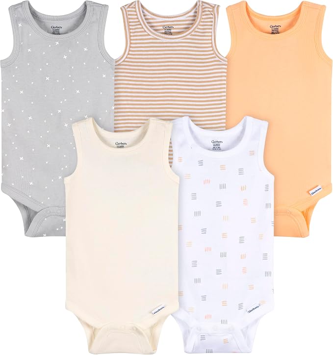 Gerber Baby Girls Multi-Pack Sleeveless Onesies Bodysuit by Gerber