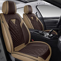 Car Seat Cover Full Set, Seat Cover for Cars, Car Seat Cover Car Seat Protector Waterproof Leather Car Seat Cushion Full Coverage Seat Cover Front Seat Fit for Most Cars(2 Seat,Brown&Beige)