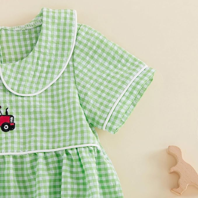 Baby Boy Girl Bubble Romper Short Sleeve Collar Summer Bodysuit - Image 6