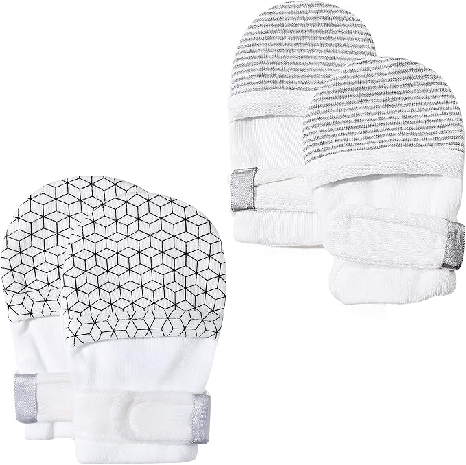 Baby Newborn No Scratch Mittens Stay On, 100% Cotton Adjustable 0-12M | Soft by HAPIU
