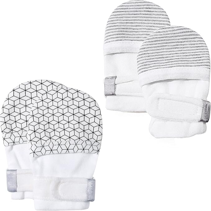 Baby Newborn No Scratch Mittens Stay On, 100% Cotton Adjustable 0-12M | Soft by HAPIU