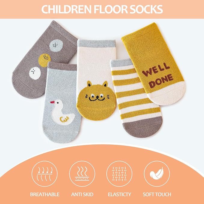 TRUEHAN 5 Pairs Toddler Non Slip Socks - Image 5
