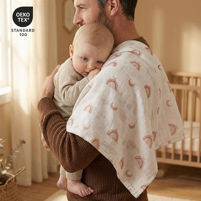 GLLQUEN BABY Receiving Blanket Boy Cotton Muslin Swaddle Blankets Girl Newborn - Image 2