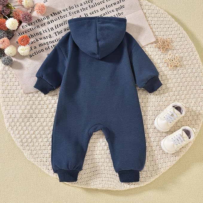 Unutiylo Unisex Baby Boys Girls Long Sleeve Infant Baby Zipper Hooded Jumpsuits - Image 4