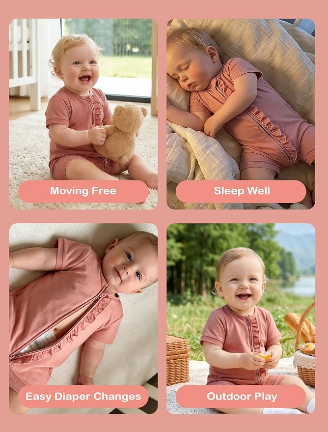 JunNeng Viscose from Bamboo Baby Sleeper, Short Sleeve Romper Jumpsuit | 2 Way - Image 6
