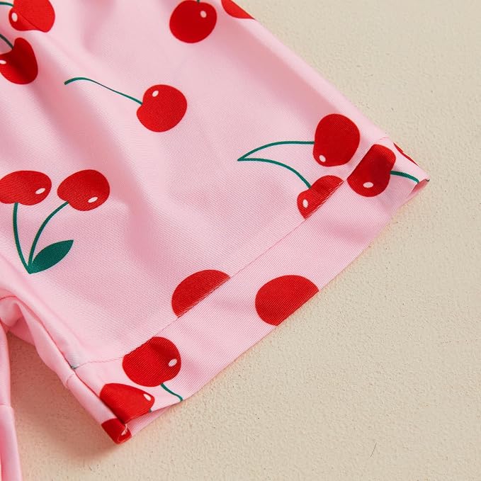 Kuriozud Toddler Baby Girl Pajamas Set Summer Floral Short Sleeve Button Down - Image 8
