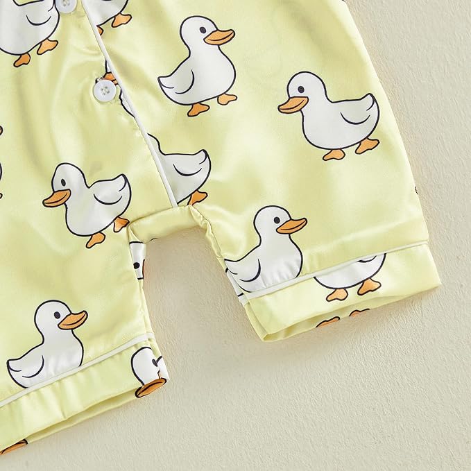 Kuriozud Baby Girl Boy Romper Pajamas Onesie Short Sleeve Button Down Pjs - Image 8