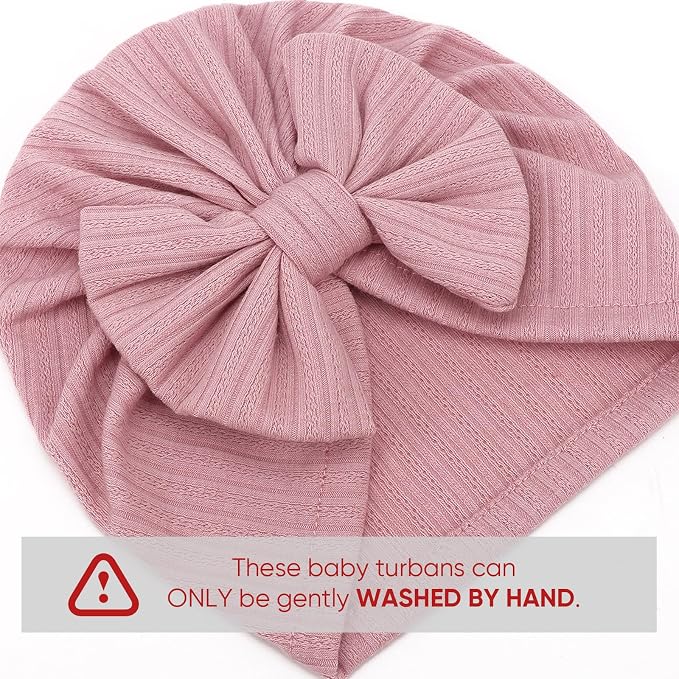 DRESHOW BQUBO 5 Pieces Newborn Baby Turban Hats Bow Baby Infant Beanie - Image 5