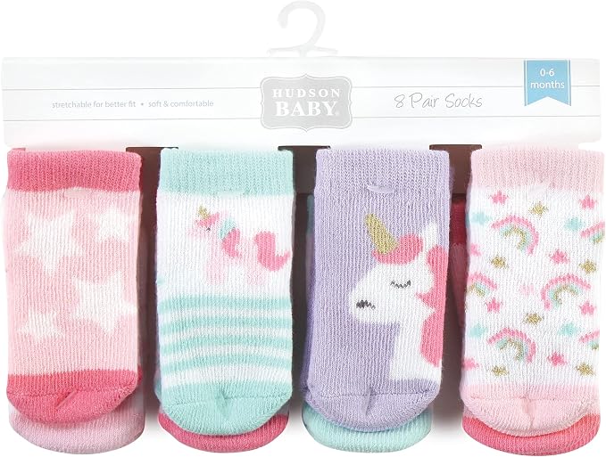 Hudson Baby Baby 8-pack Cotton Rich Newborn and Terry Socks - Image 2