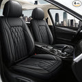 Pariitadin Leather Car Seat Covers Full Set, Waterproof Faux Leather Seat Covers for Cars, Non-Slip Car Interior Covers Universal Fit for Most Cars Sedans Trucks SUVs, Black Line