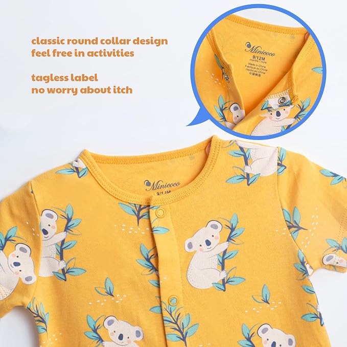 3-Pack 100% Cotton Baby Boy Rompers, 0-24Months Short Sleeve Toddler Romper - Image 3