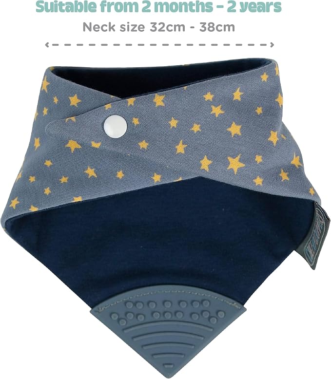 Cheeky Chompers Neckerchew Teething Bib, 2-in-1 Bandana Style Bib w/Food Grade - Image 7